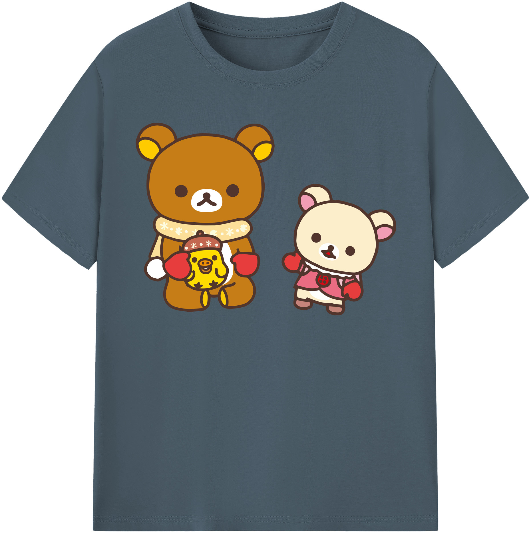 （画像用） リラックマ リラックマ キイロイトリ Rilakkuma Korilakkuma Kiiroitori 綿100％半袖Tシャツ（フロントプリント）